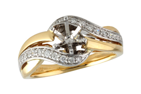 14K Two-Tone Diamond Semi-Mount Ring