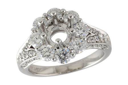 14K White Gold Diamond Semi-Mount Ring