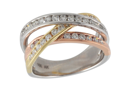 14K Tri-Color Diamond Anniversary Band