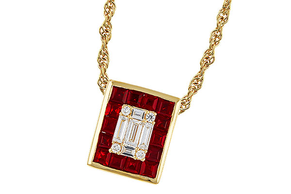 14K Yellow Gold Ruby Necklace