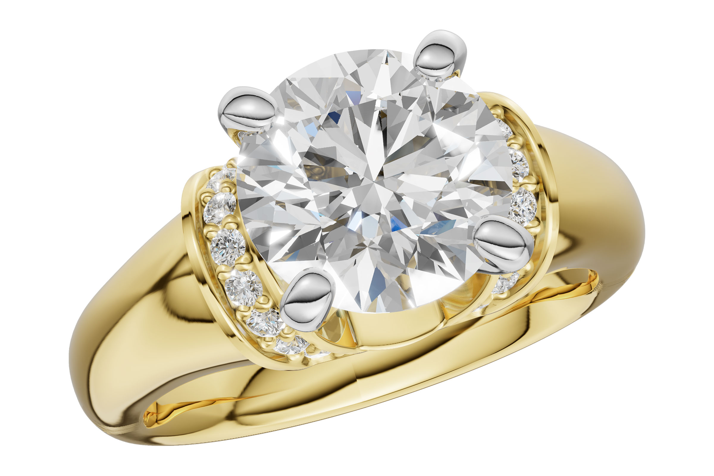 14K Yellow Gold Diamond Semi-Mount Ring