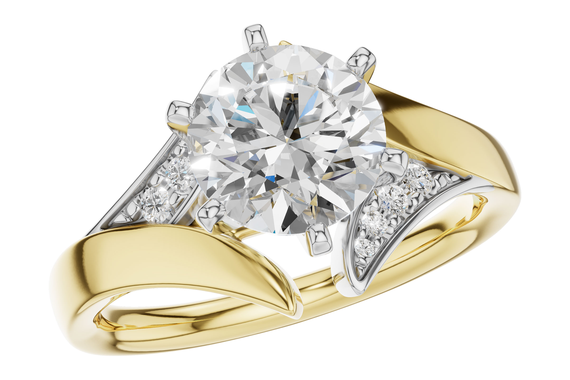 14K Two-Tone Diamond Semi-Mount Ring