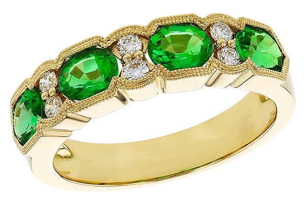 14K Yellow Gold Emerald Anniversary Band