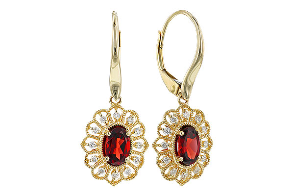 14K Yellow Gold Garnet Earrings