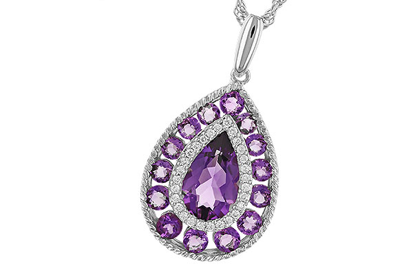 14K White Gold Amethyst Necklace