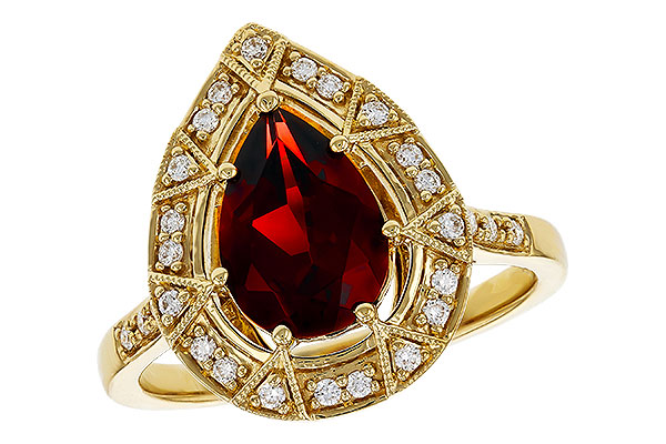 14K Yellow Gold Garnet Ring