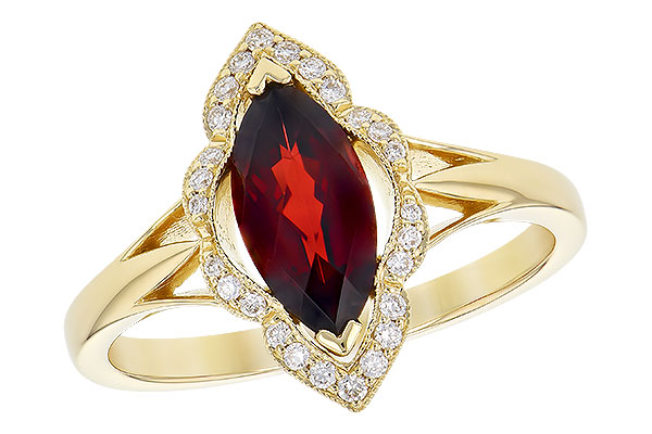 14K Yellow Gold Garnet Ring