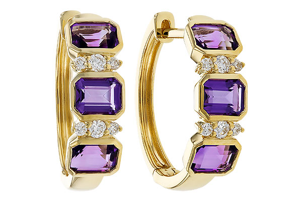 14K Yellow Gold Amethyst Earrings