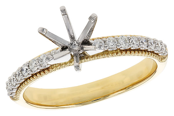 14K Two-Tone Diamond Semi-Mount Ring