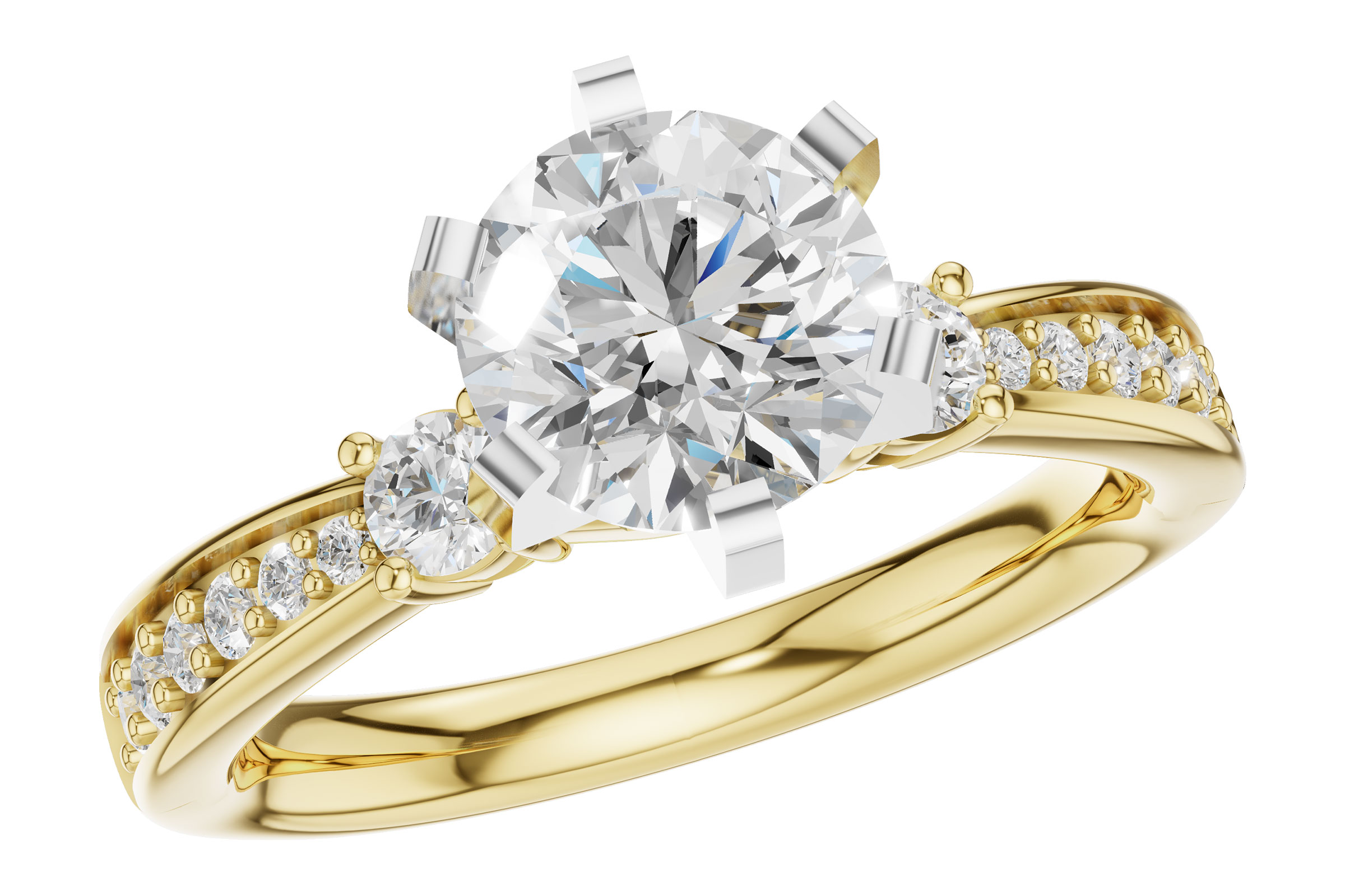 14K Yellow Gold Diamond Semi-Mount Ring
