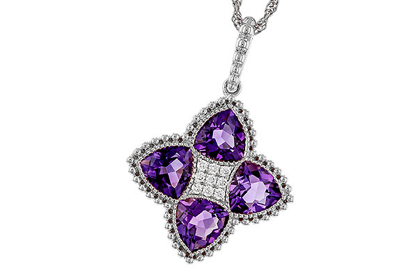 14K White Gold Amethyst Necklace