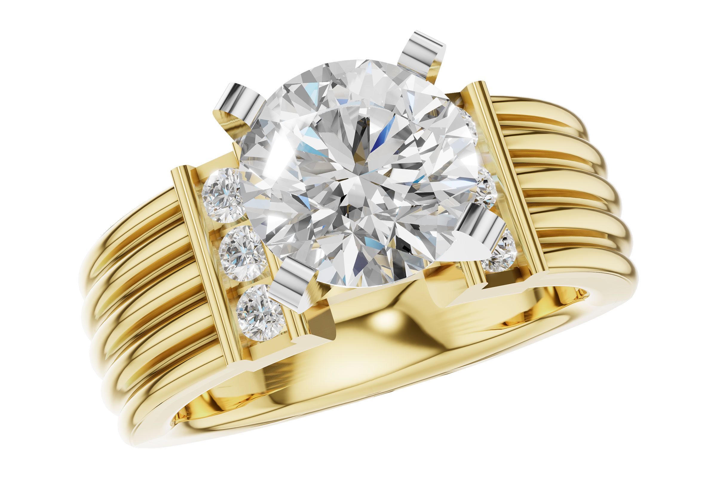 14K Yellow Gold Diamond Semi-Mount Ring