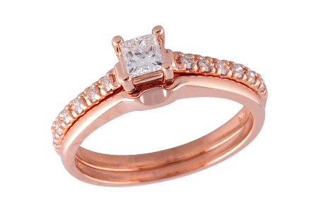 14K Rose Gold Diamond Wedding Set