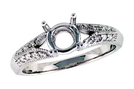 14K White Gold Diamond Semi-Mount Ring