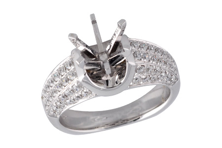 14K White Gold Diamond Semi-Mount Ring