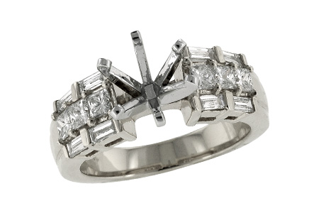 14K White Gold Diamond Semi-Mount Ring