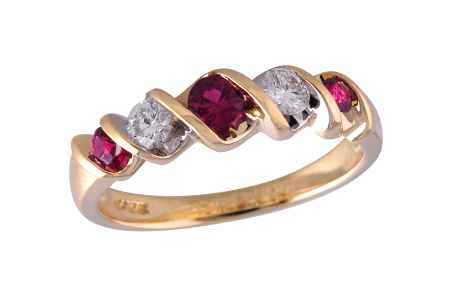 14K Yellow Gold Ruby Anniversary Band
