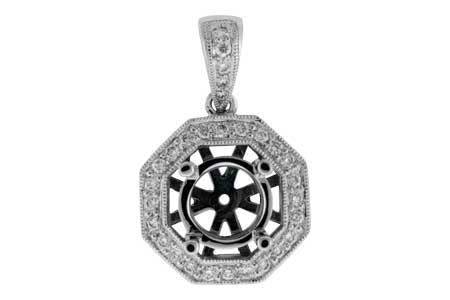14K White Gold Diamond Pendant