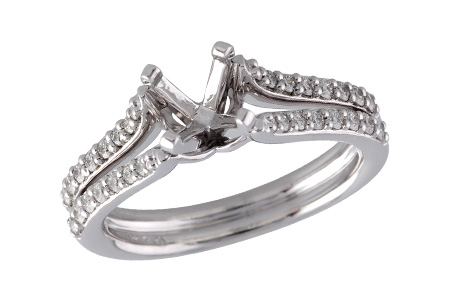 14K White Gold Diamond Semi-Mount Ring