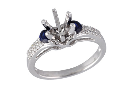 14K White Gold Sapphire Semi-Mount Ring