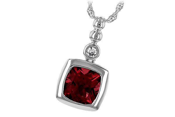 14K White Gold Garnet Necklace