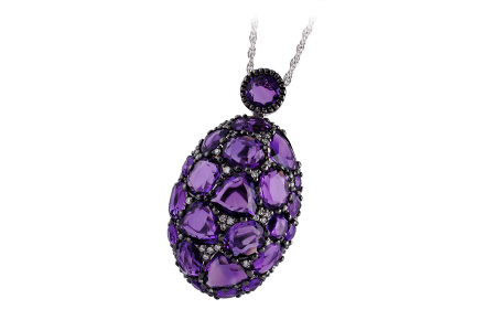 14K White Gold Amethyst Necklace