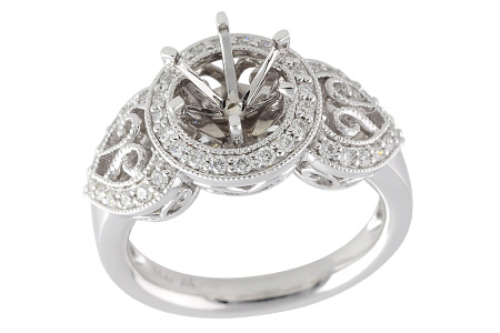 14K White Gold Diamond Semi-Mount Ring