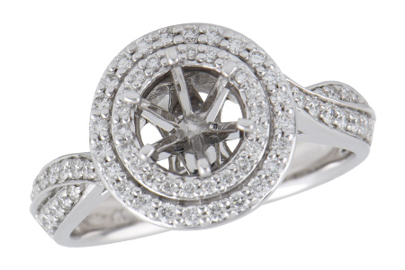 14K White Gold Diamond Semi-Mount Ring