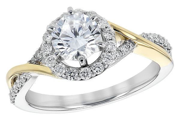 14K Two-Tone Diamond Semi-Mount Ring
