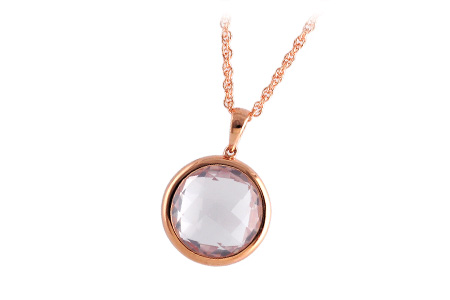 14K Rose Gold Quartz Necklace