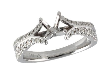 14K White Gold Diamond Semi-Mount Ring