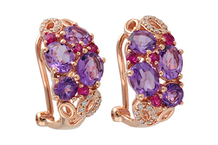 14K Rose Gold Amethyst Earrings
