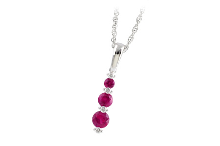 14K White Gold Ruby Necklace