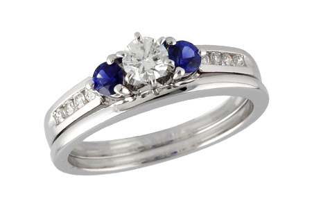 14K White Gold Sapphire Wedding Set
