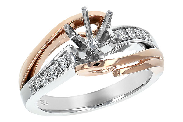 14K Two-Tone Diamond Semi-Mount Ring