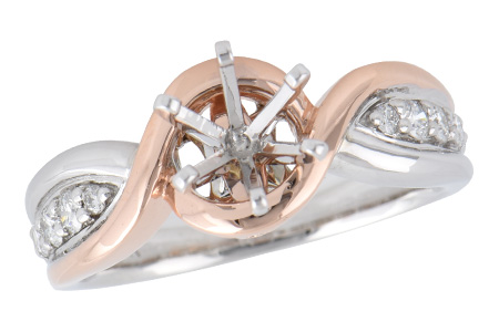 14K Two-Tone Diamond Semi-Mount Ring