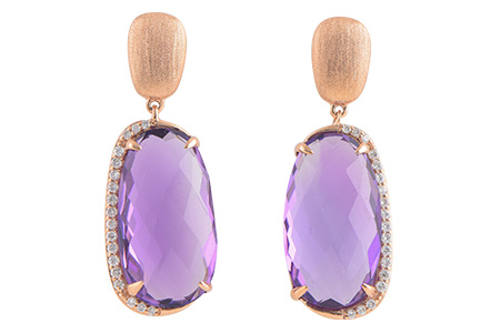 14K Rose Gold Amethyst Earrings