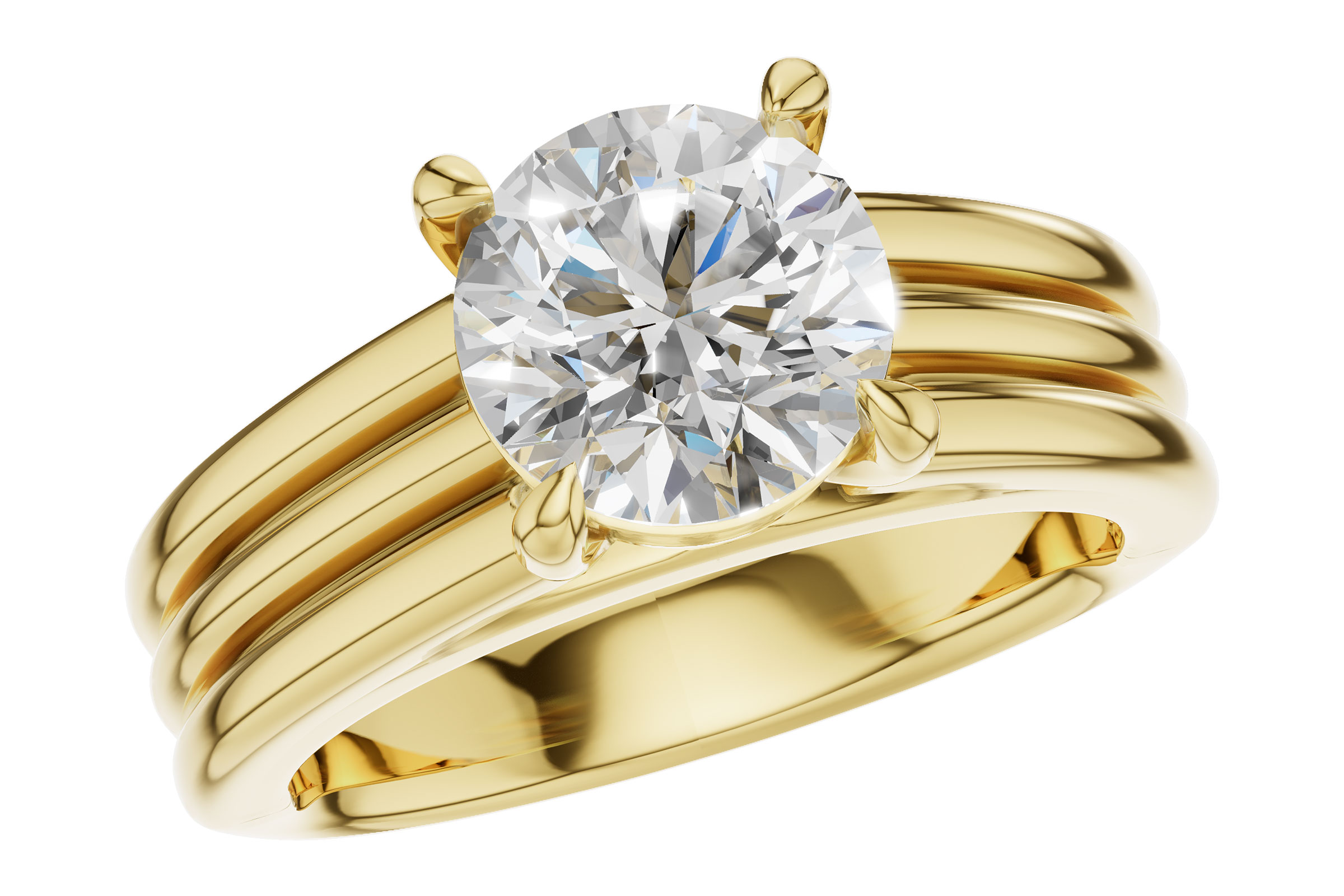 14K Yellow Gold Diamond Semi-Mount Ring
