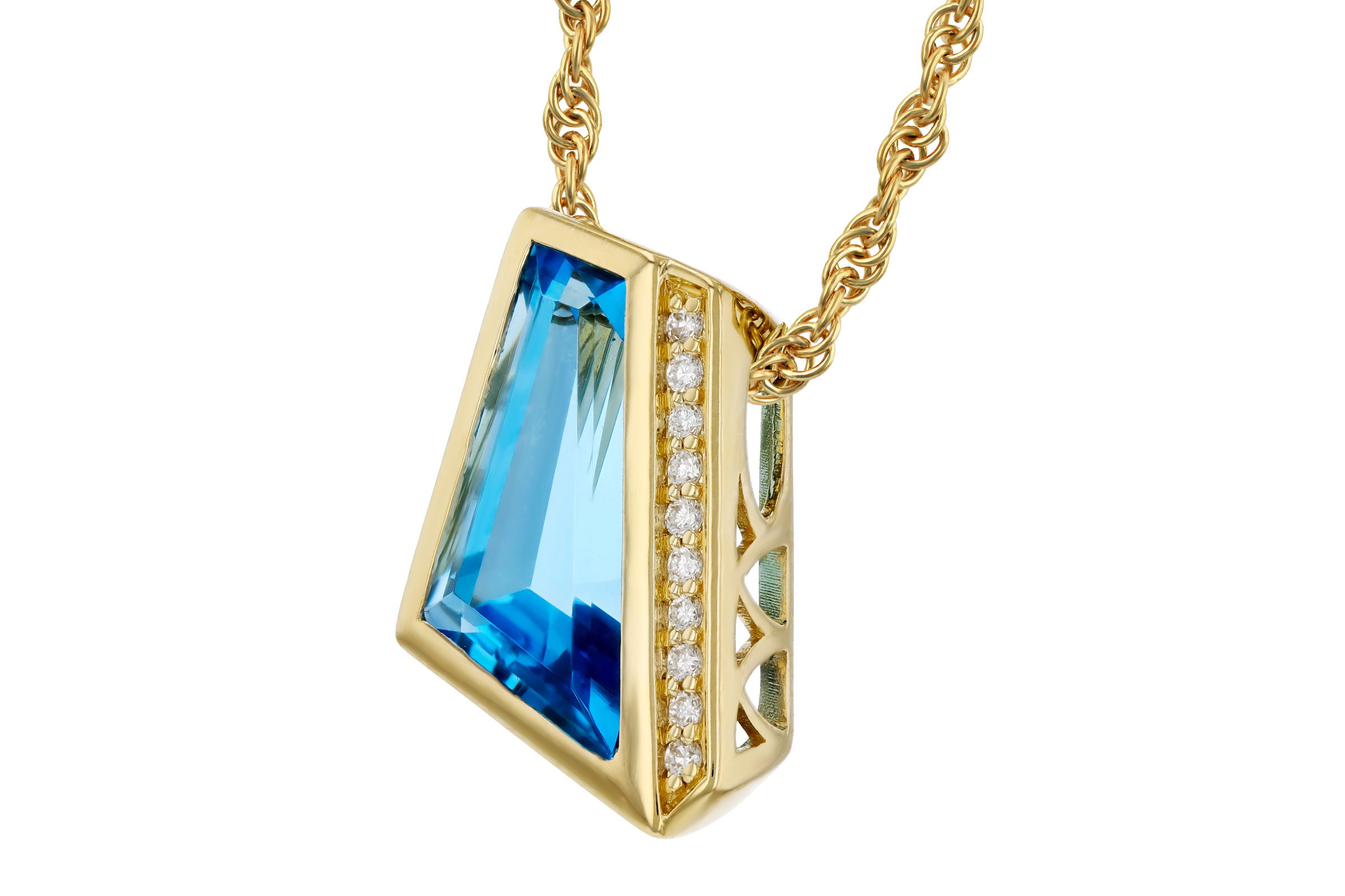 14K Yellow Gold Topaz Necklace