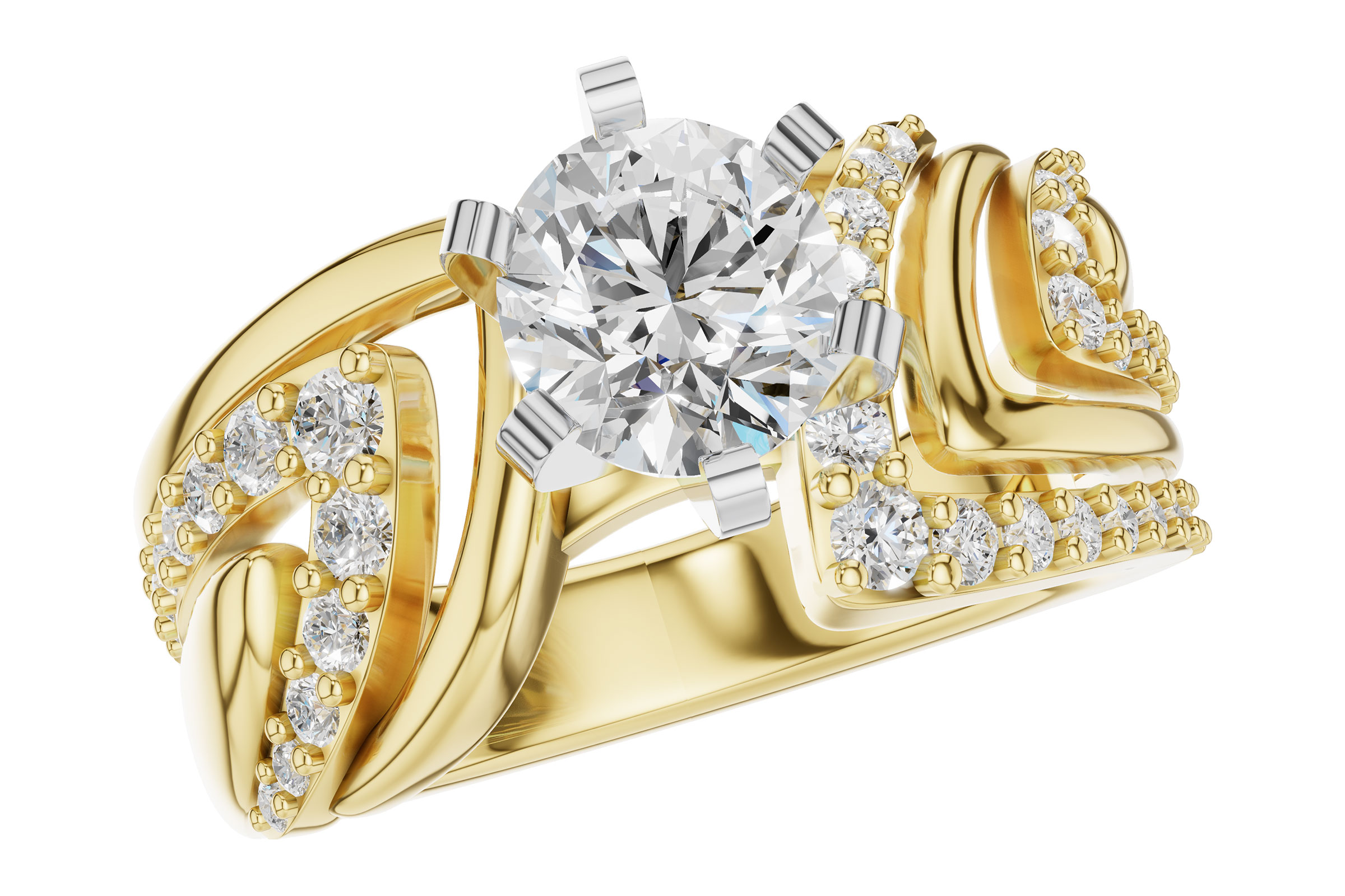 14K Yellow Gold Diamond Semi-Mount Ring