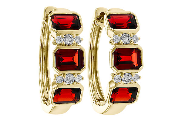 14K Yellow Gold Garnet Earrings