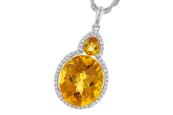 14K White Gold Citrine Necklace