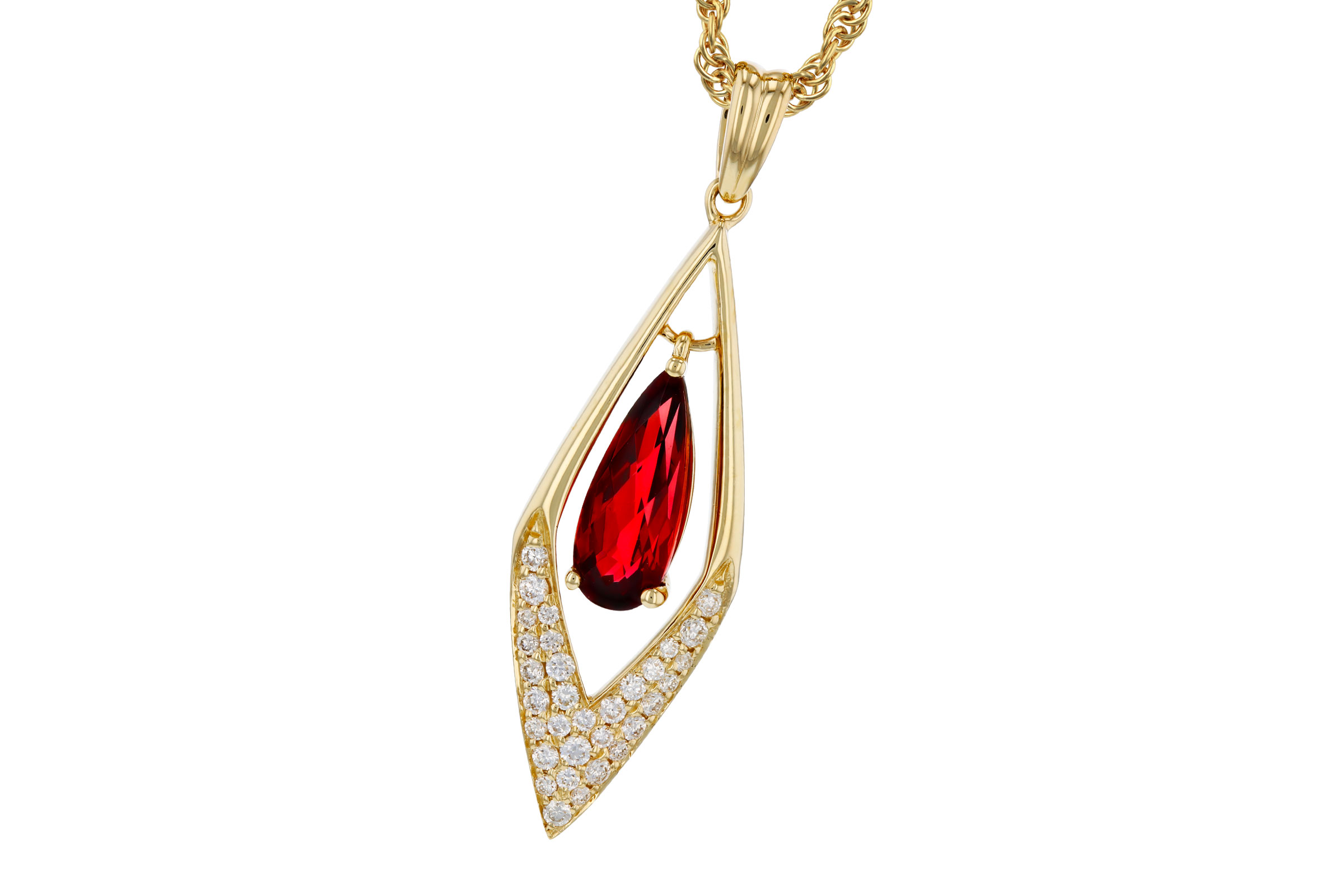 14K Yellow Gold Garnet Necklace