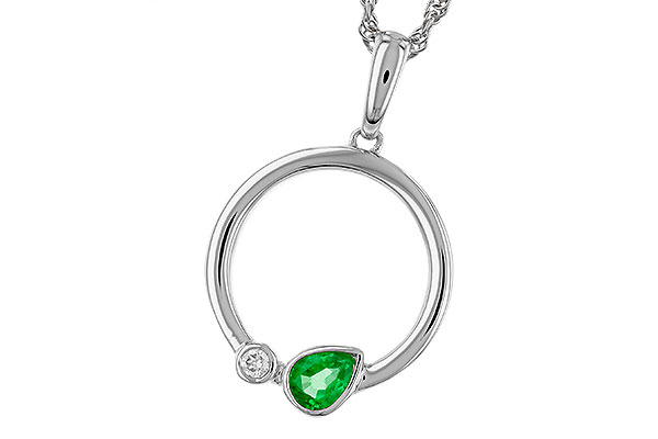 14K White Gold Emerald Necklace