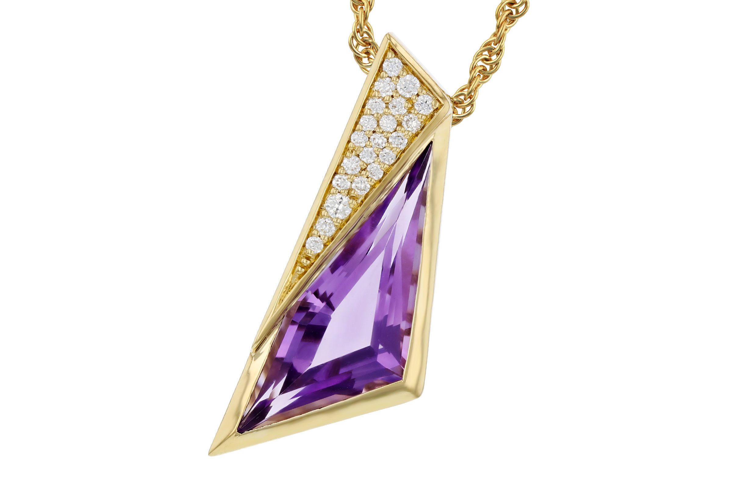 14K Yellow Gold Amethyst Necklace