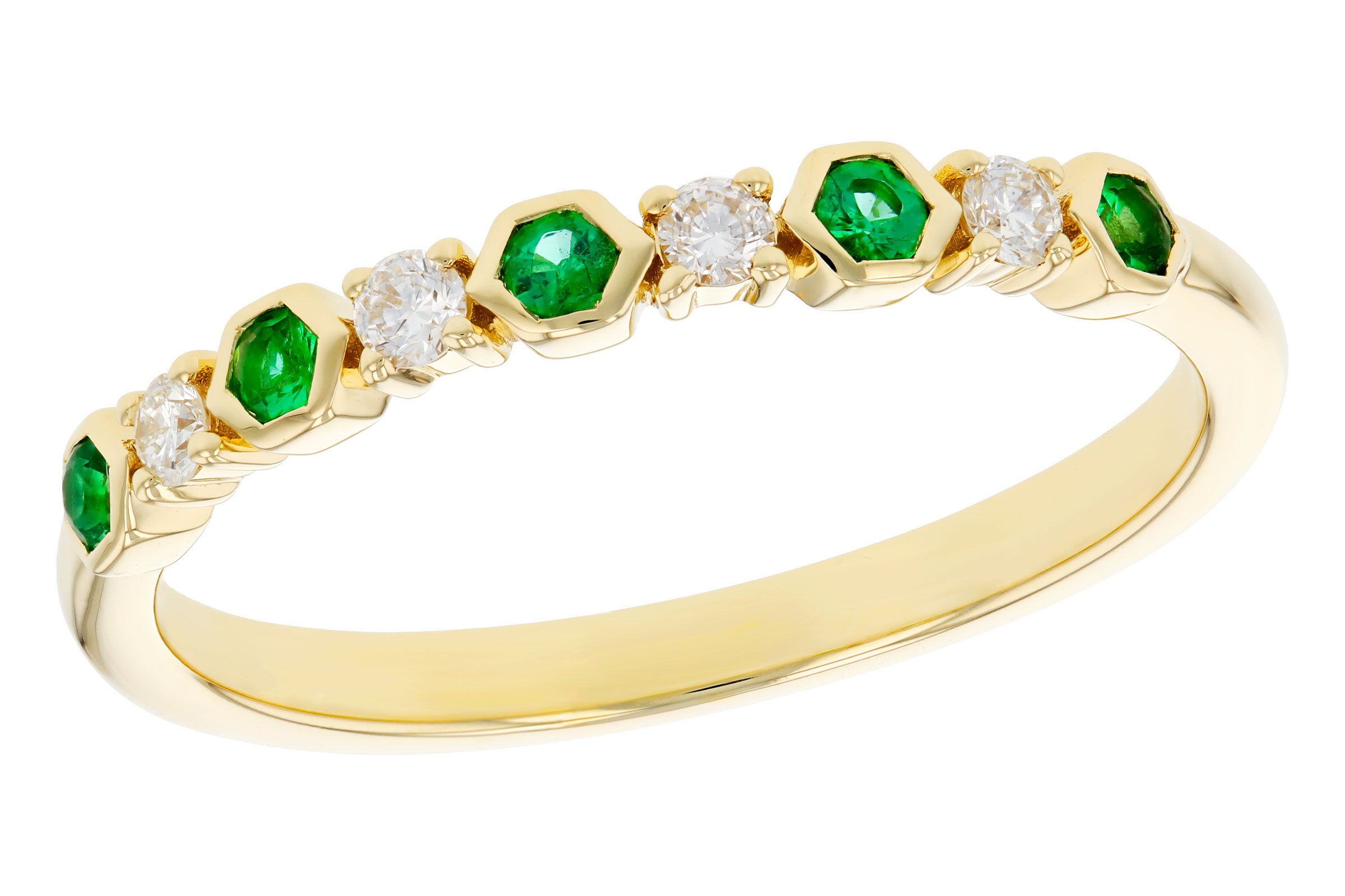 14K Yellow Gold Emerald Anniversary Band